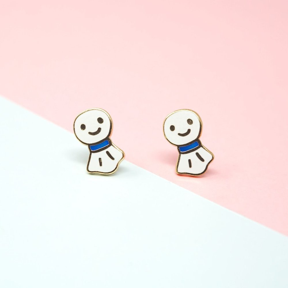 Handcrafted Blu TeruTeru Bōzu Enamel Stud Earrings